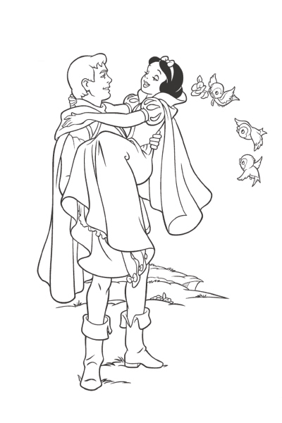 coloriage blanche neige et le prince