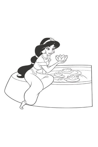 coloriage aladdin au balcon de jasmine