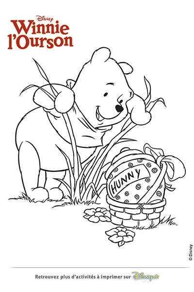 coloriage winnie trouve un gros oeuf