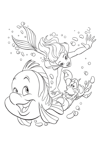 coloriage de ariel et polochon gratuit